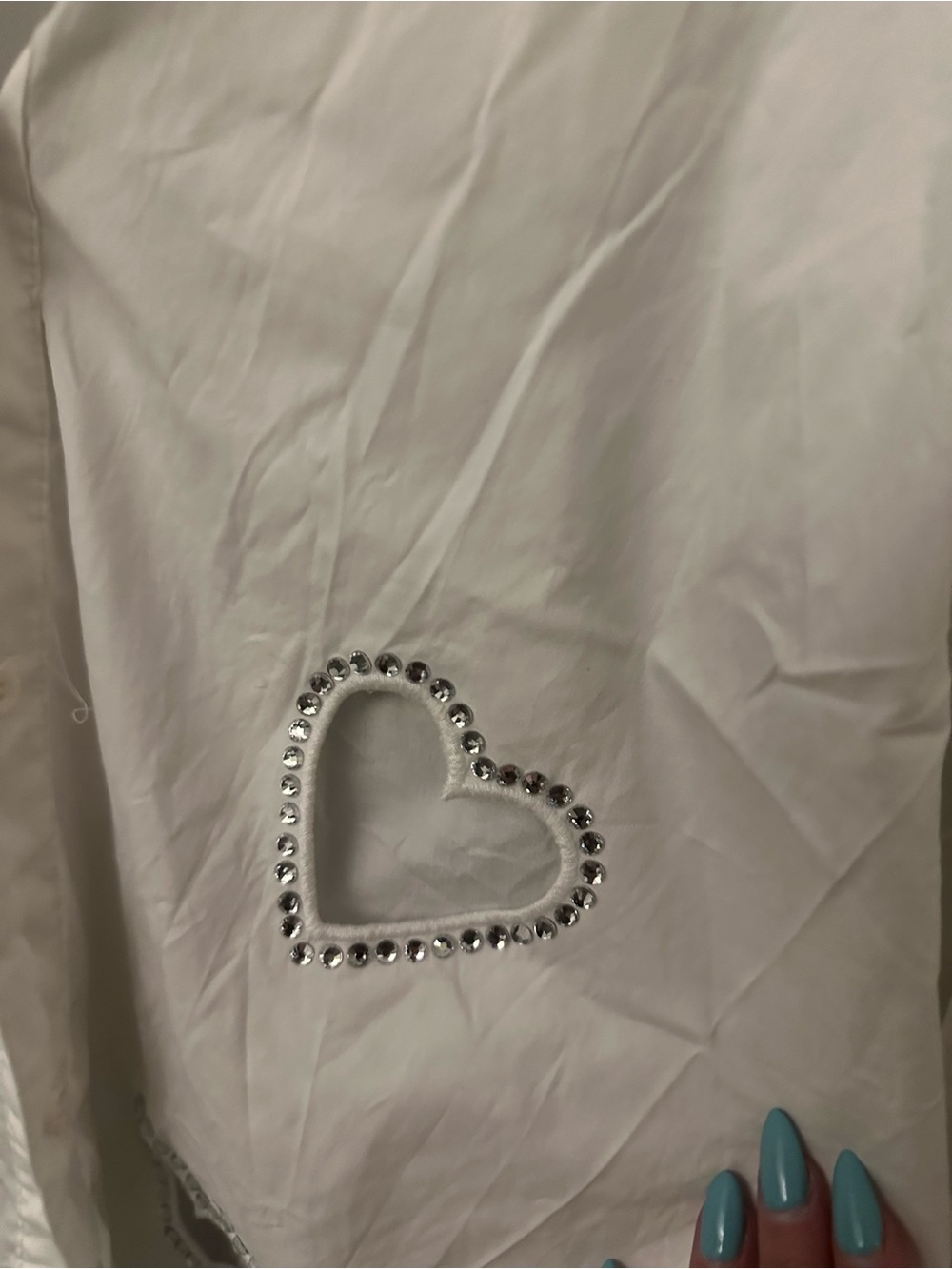 Alice + Olivia White Button-Down Shirt with Heart Cutouts - Picture 5 of 7
